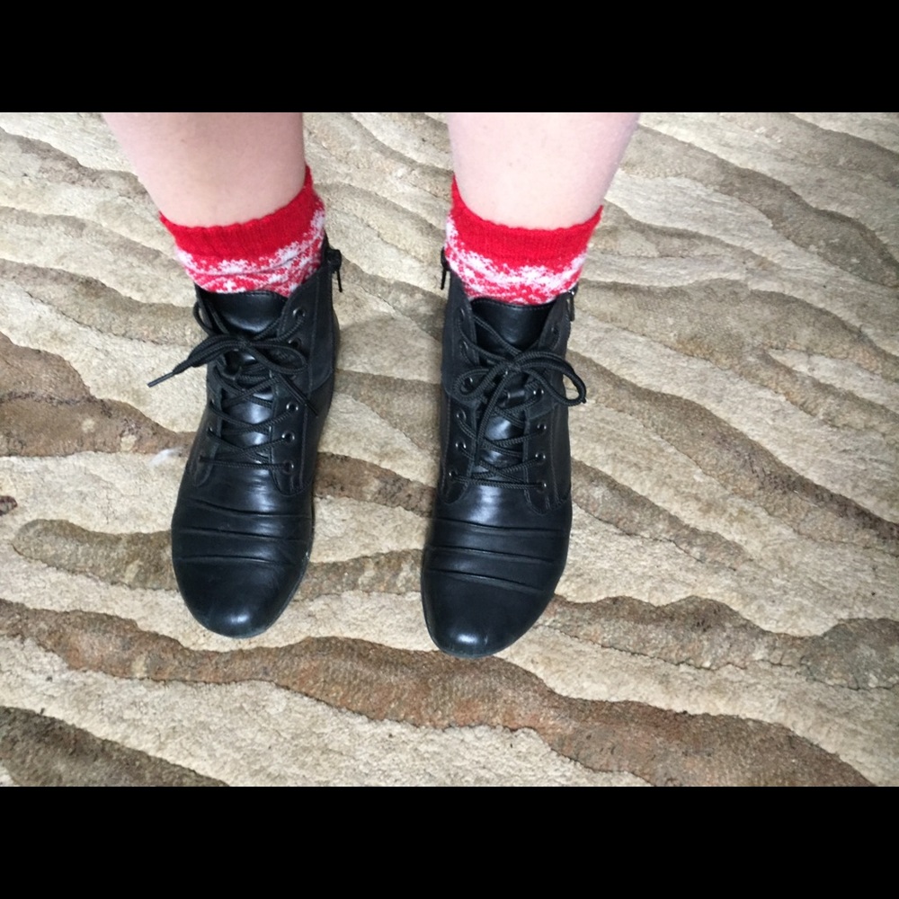 Black ankle booties.